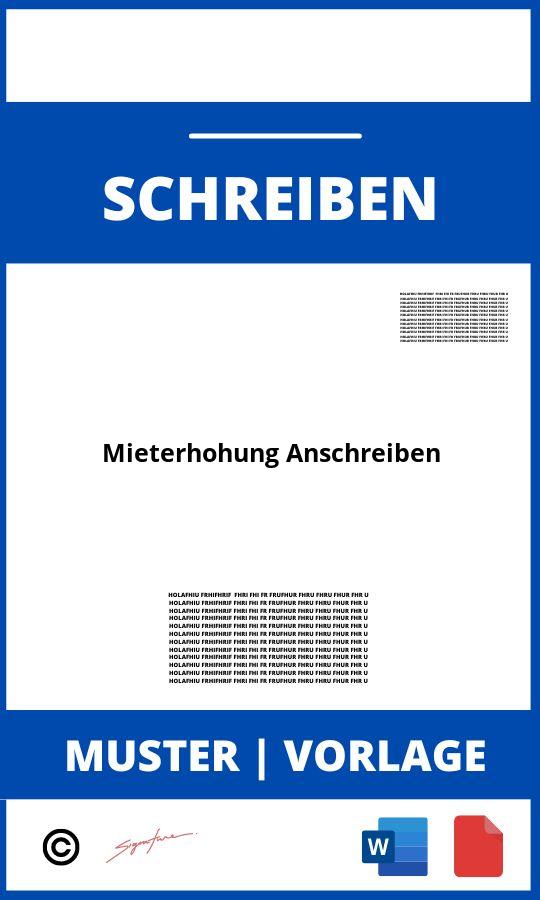 Mieterhöhung Anschreiben